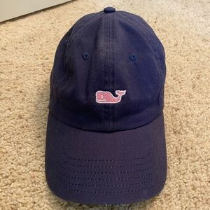 Vineyard Vines classic navy blue baseball cap with stitched whale